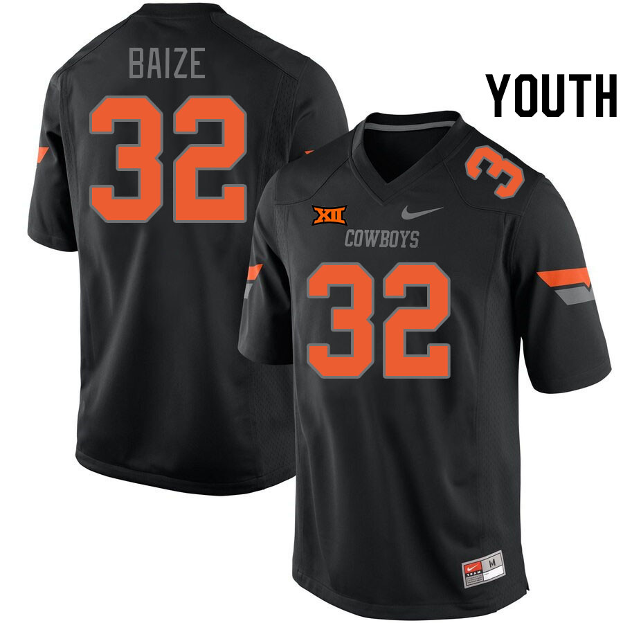 Youth #32 Braden Baize Oklahoma State Cowboys College Football Jerseys Stitched-Retro Black